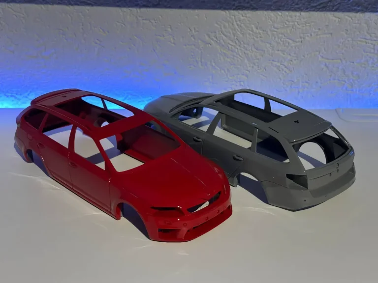 Carrocerías 3D roja y gris personalizadas para coches a escala de Scalextric y Radio Control